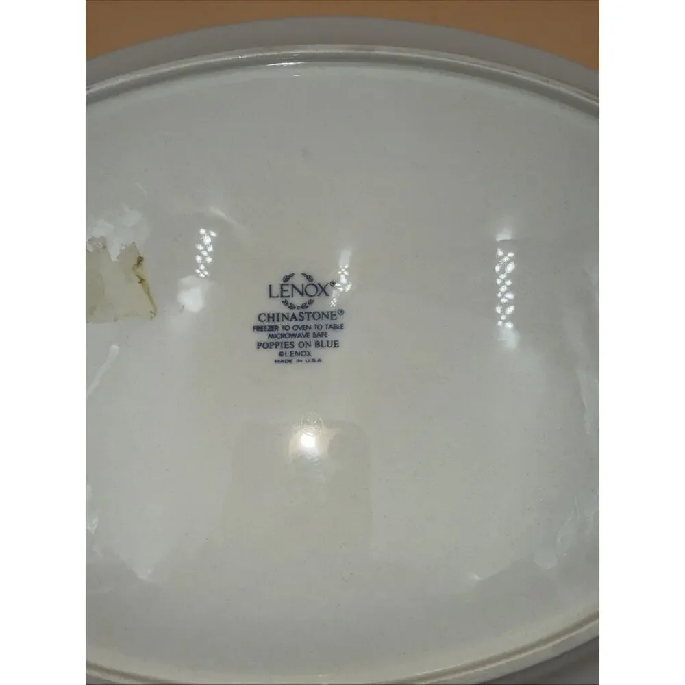 Lenox Chinastone POPPIES ON BLUE 14.5” Oval Platter